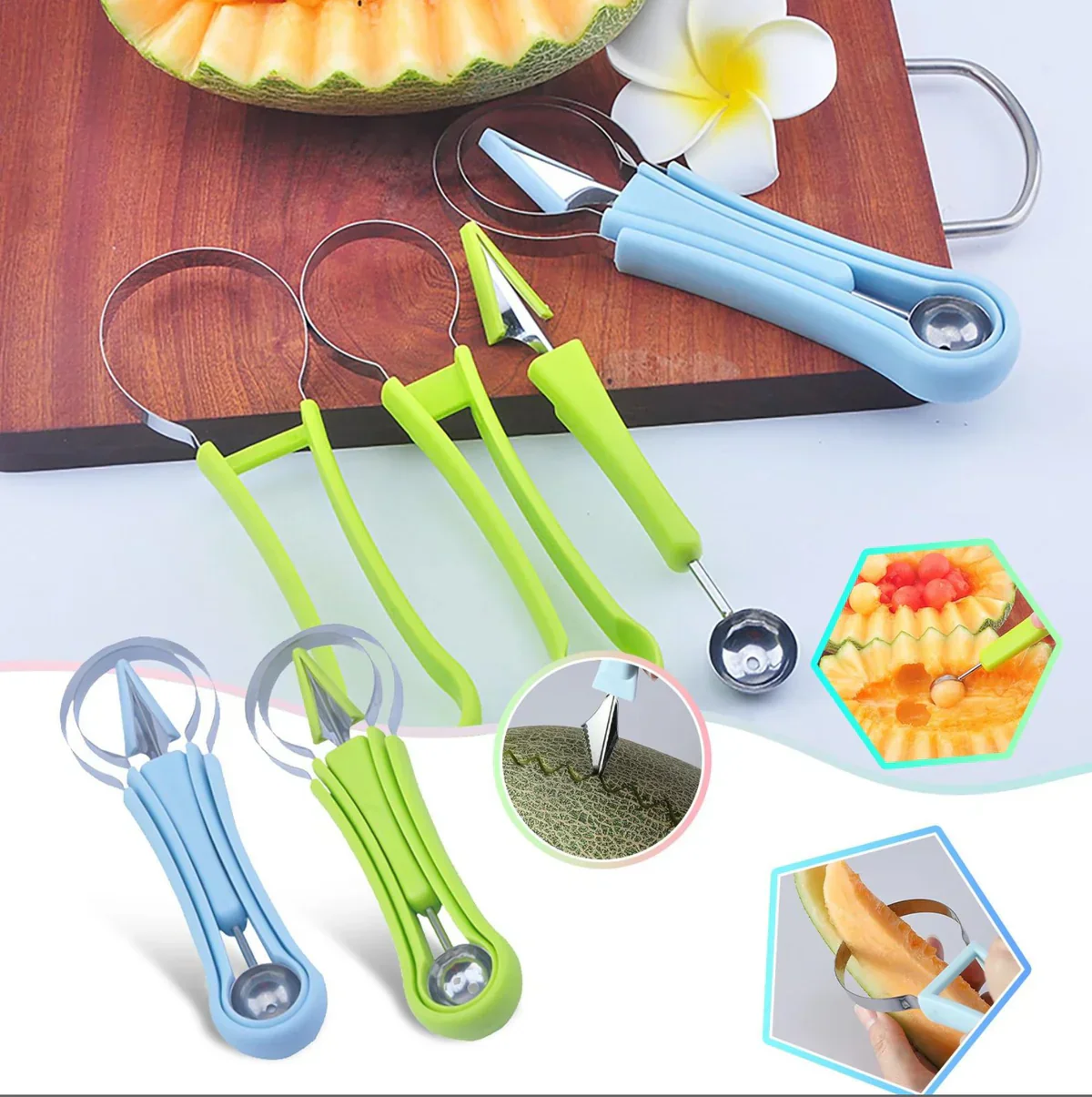 4 In 1 Stainless Steel Fruit Tool Set Carving Knife Fruit - Image 4